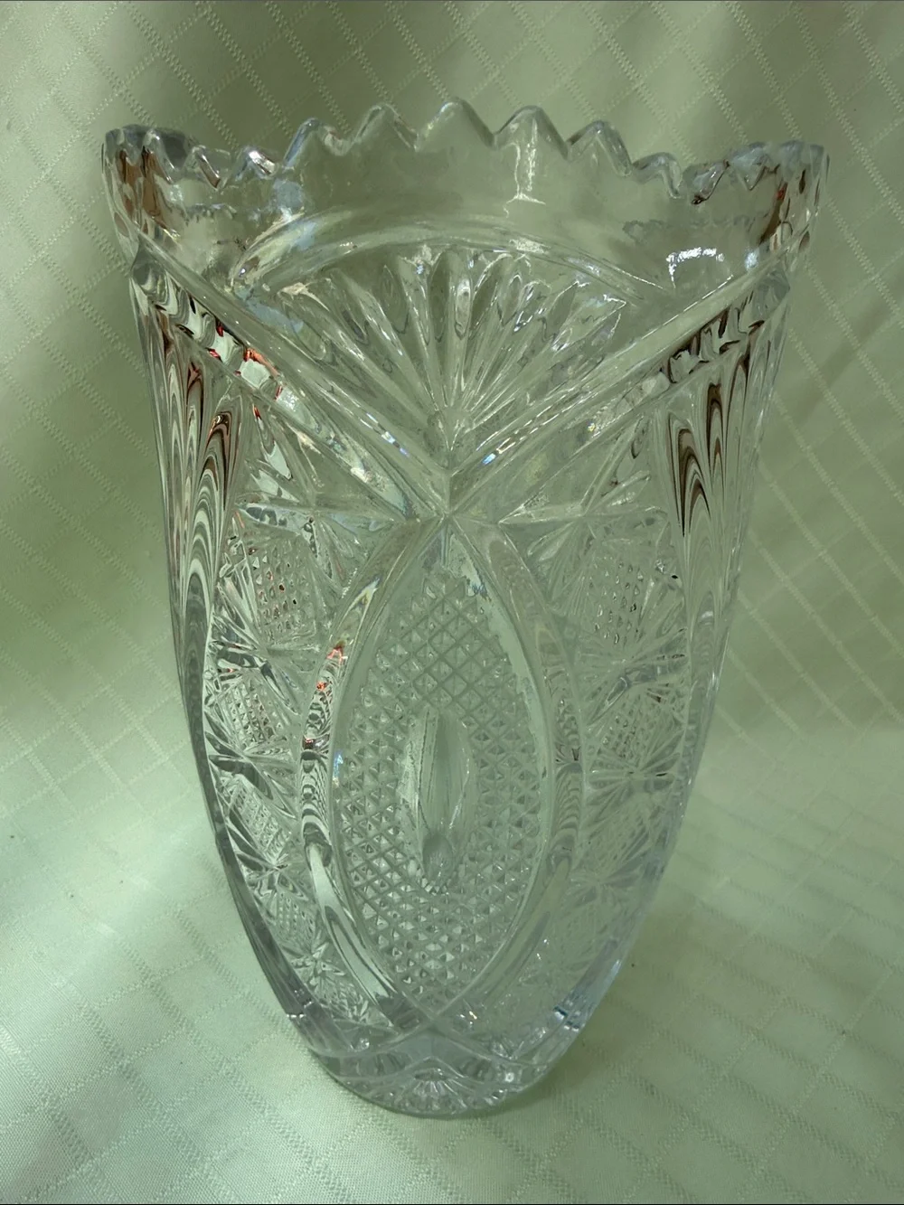 Cut Crystal Tall Decorative Vase - Clear